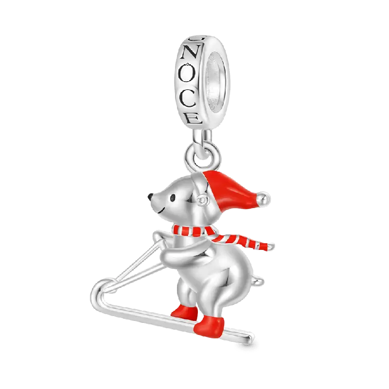 Gnoce Christmas Skiing Polar Bear Pendant Dangle Charm