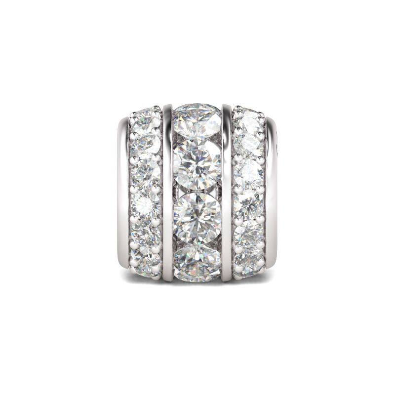 April Birthstone Charms Diamond White Bead Paved Clear CZ Stones 925 Sterling Silver