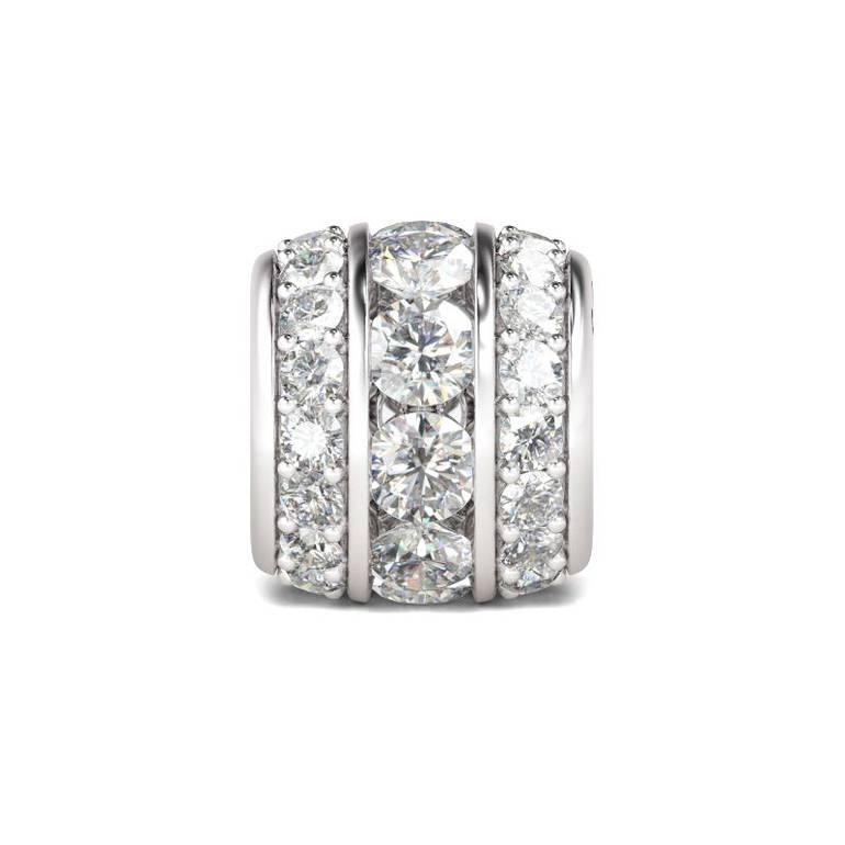 April Birthstone Charms Diamond White Bead Paved Clear CZ Stones 925 Sterling Silver