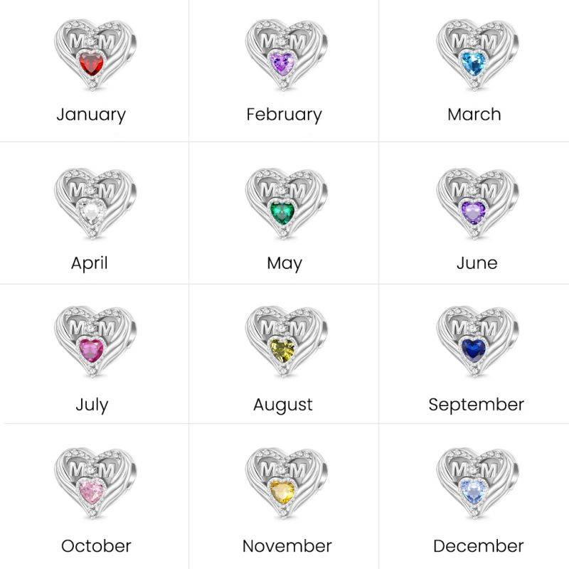 Gnoce Mother's Day Heart Birthstone Charm