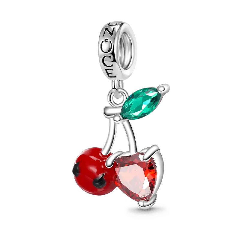 Gnoce Cherry Embraces Heart Gem Pendant Dangle Charm