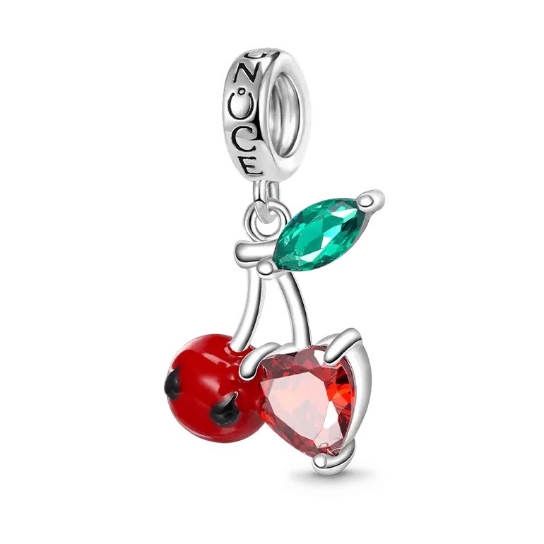 Gnoce Cherry Embraces Heart Gem Pendant Dangle Charm