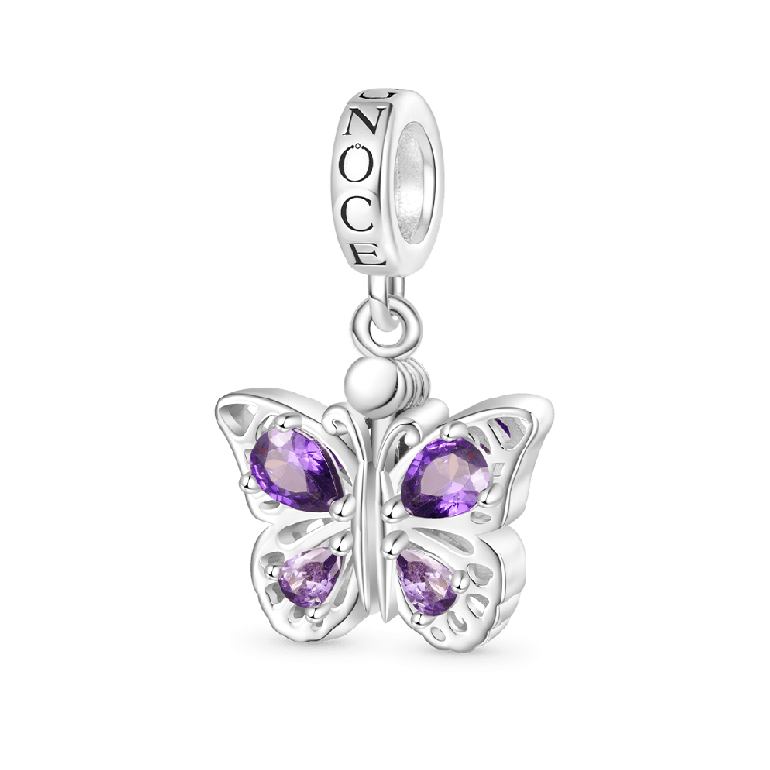 Gnoce Openable Purple Butterfly Engravable Pendant Dangle Charm