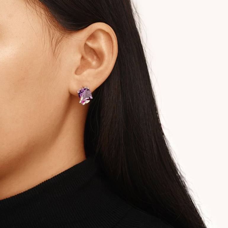 Gnoce Purple Butterfly Stud Earrings