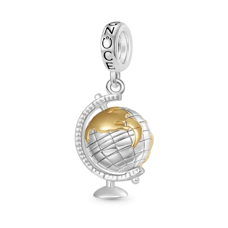 Gnoce Spinning World Globe Pendant Dangle Charm