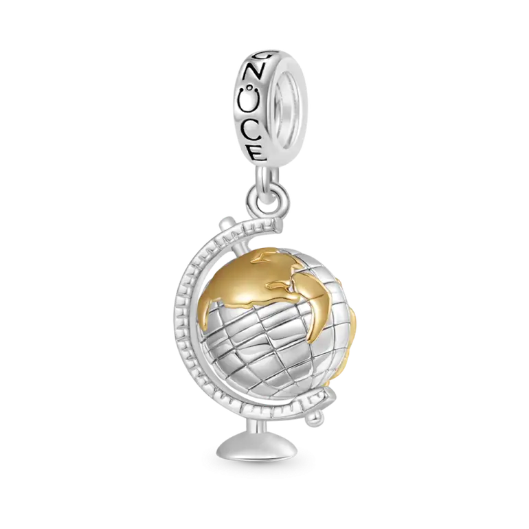 Gnoce Spinning World Globe Pendant Dangle Charm