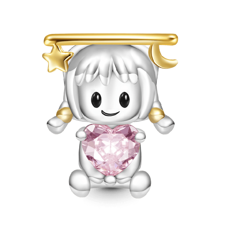 Gnoce Libra Zodiac Sign Embraces Heart Gem Charm