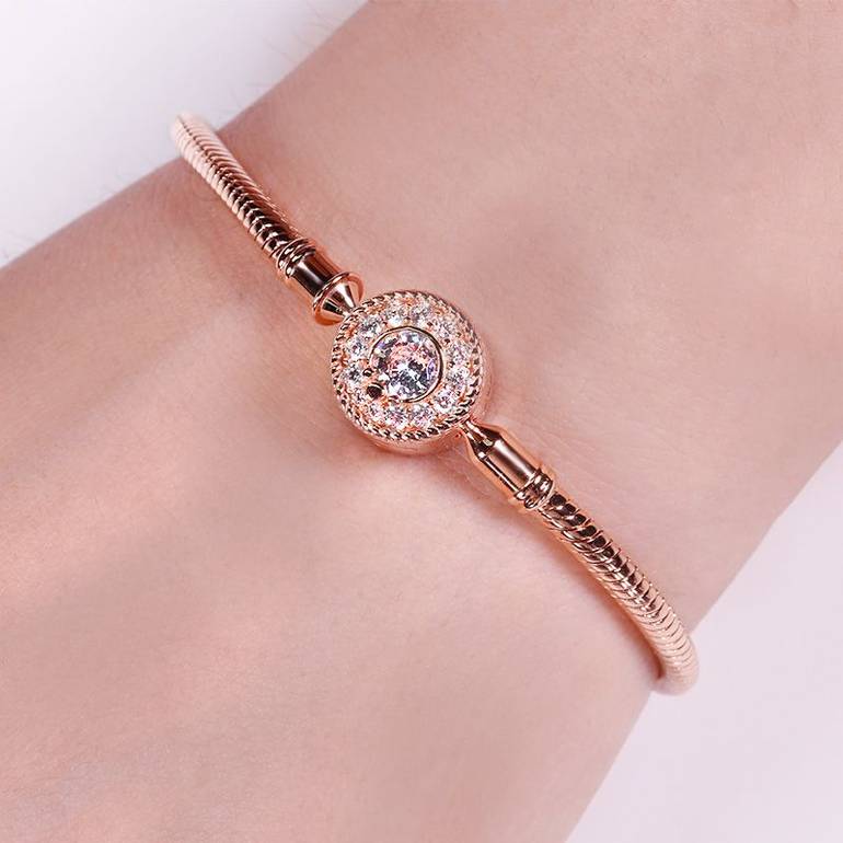 Rose Gold Plated Bracelets With Gnoce Logo S925 Silver