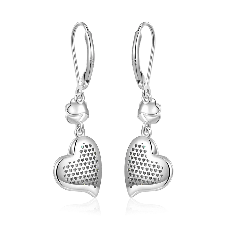 Gnoce Rose Flower Heart Dangle Leverback Earrings