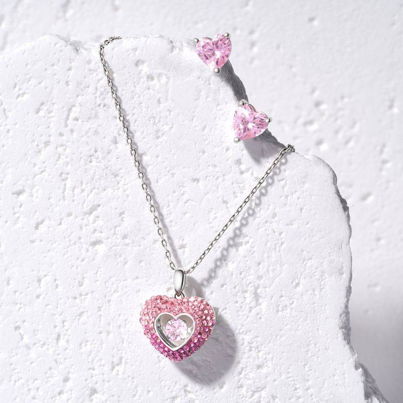 Gnoce Sparkling Heart Cut Birthstone Stud Earrings