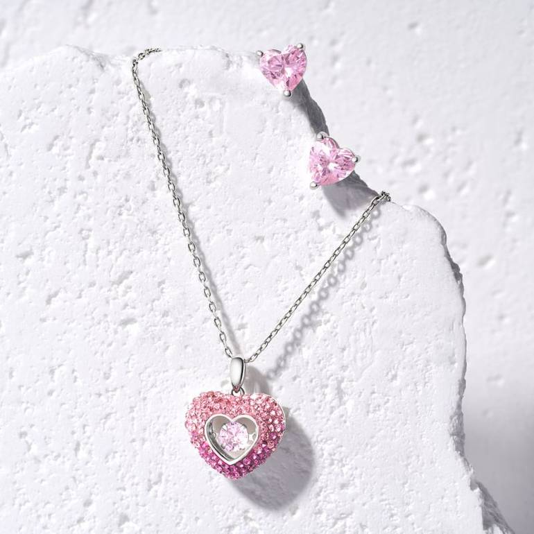 Gnoce Sparkling Heart Cut Birthstone Stud Earrings