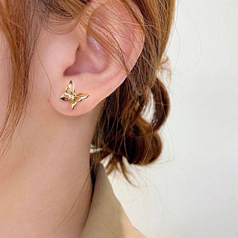 Dancing Butterfly Stud Earrings 18K Gold Plated 925 Sterling Silver/14K Gold