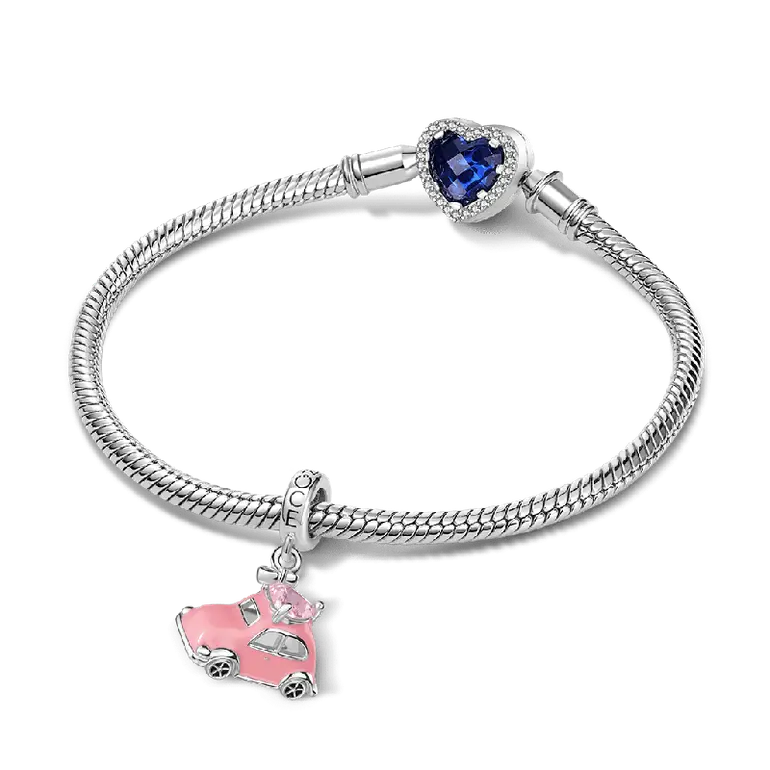 Gnoce Valentine's Day Pink Car Heart Pendant Dangle Charm