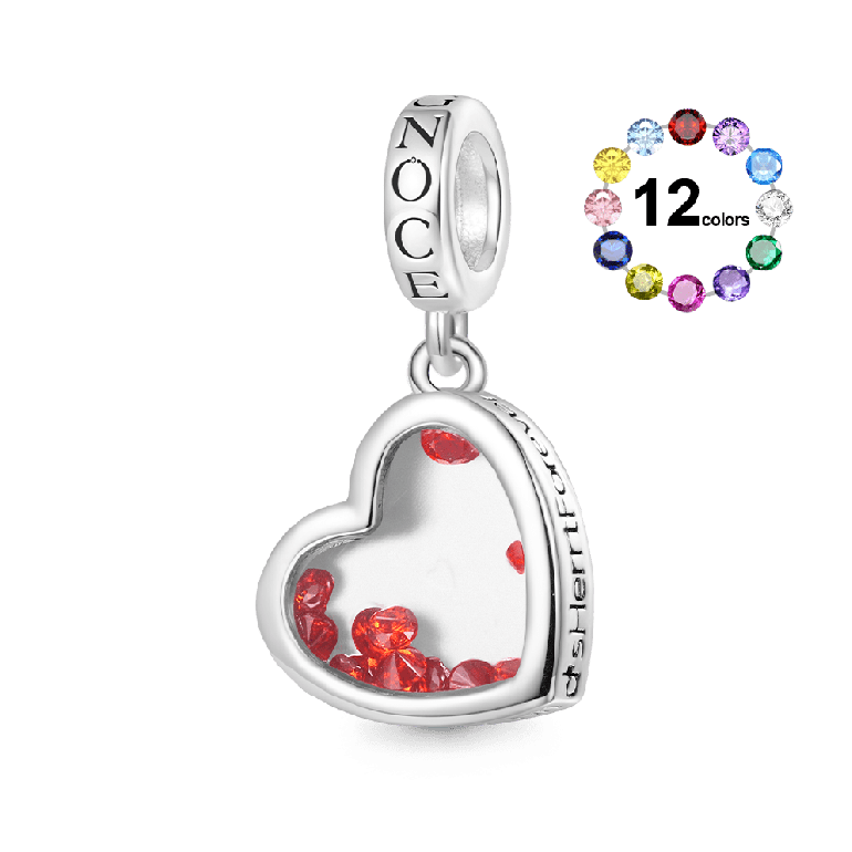 Gnoce Mother's Day Birthstones Forever Heart Pendant Dangle Charm