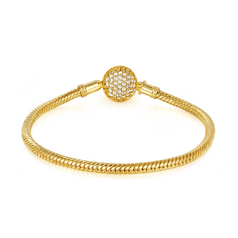 18K Gold Plated Bracelets with Clear Stones S925 Silver