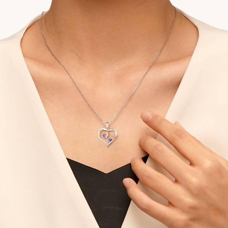 Gnoce Simple Love Interlaced Heart Birthstone Necklaces