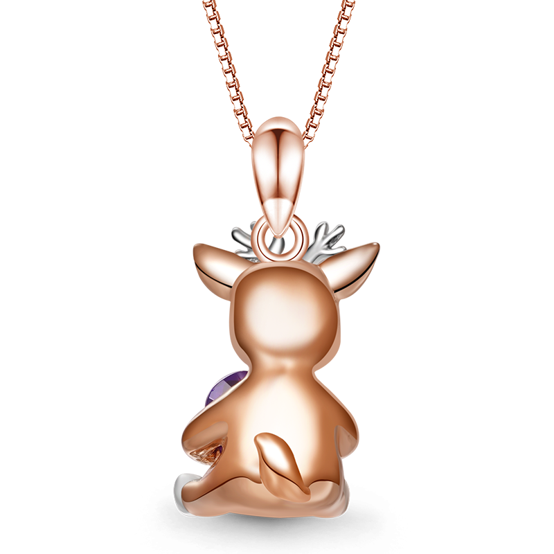 Gnoce Lovely Deer Embraces Heart Gem Necklaces