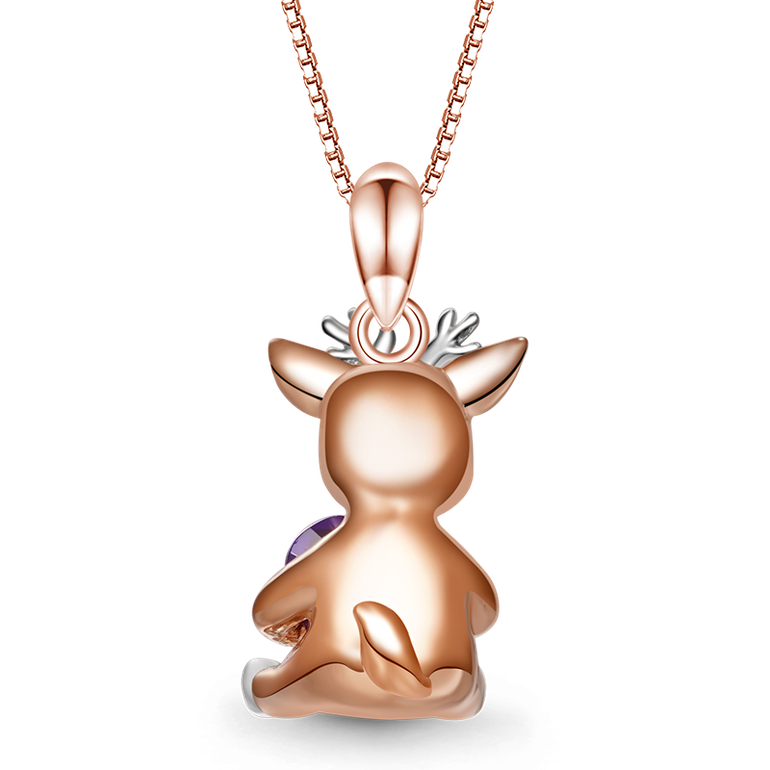 Gnoce Lovely Deer Embraces Heart Gem Necklaces