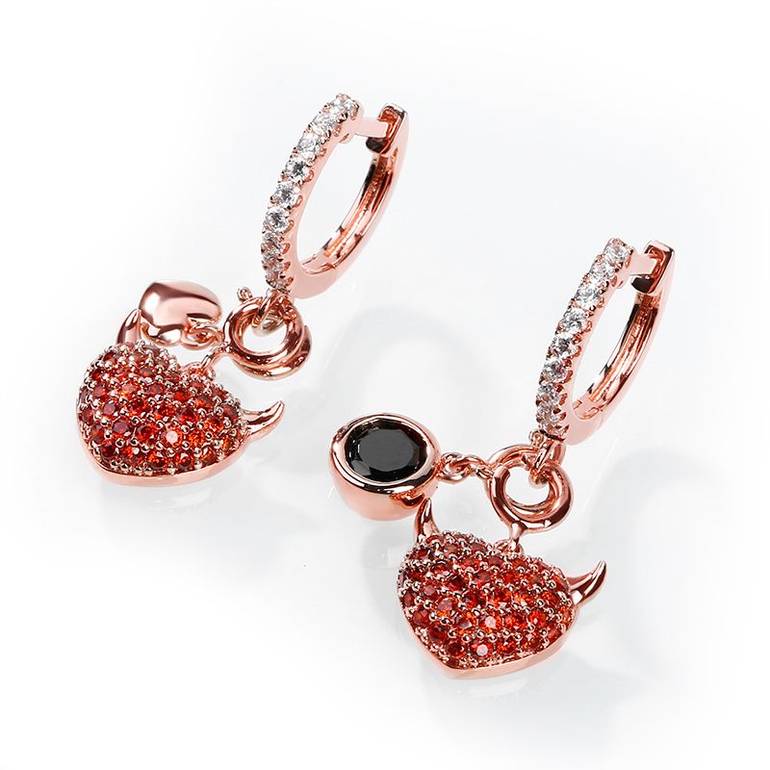Devil Heart Earrings S925 Silver 18K Rose Gold Plated