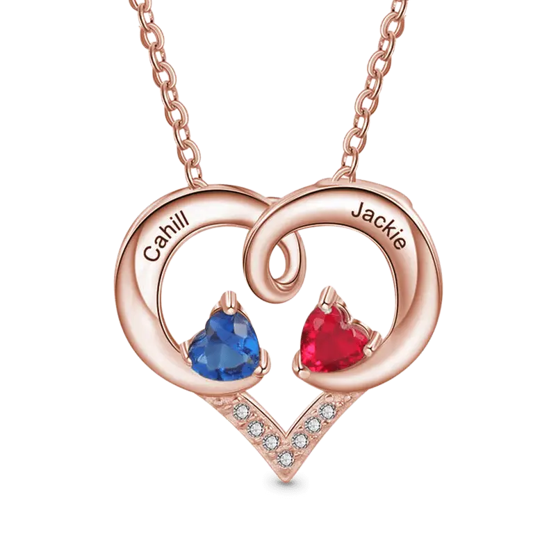 Gnoce Simple Love Heart Birthstone Necklaces