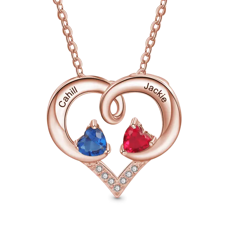 Gnoce Simple Love Heart Birthstone Necklaces