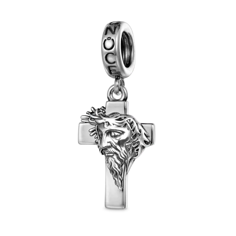Gnoce Cross with Thorn Crown Pendant Dangle Charm