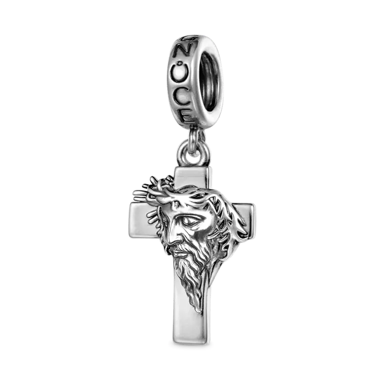 Gnoce Cross with Thorn Crown Pendant Dangle Charm