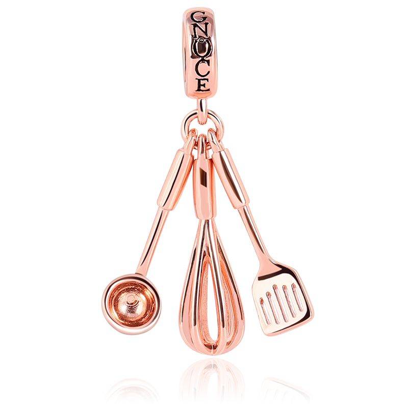 Kitchenware Pendant 18k Rose Gold Plated Sterling Silver Whisk Spatula ladle Charm
