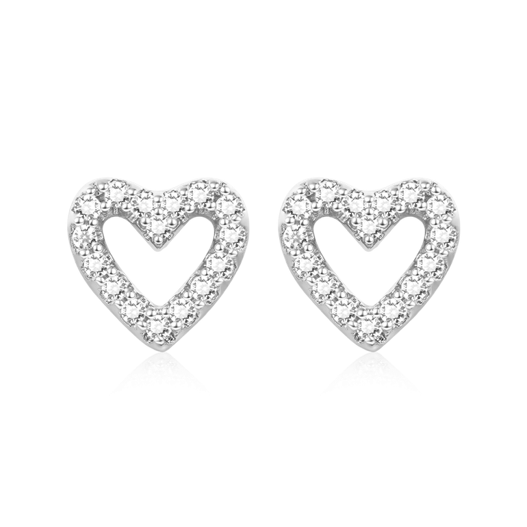 Gnoce Diamond Heart Stud Earrings
