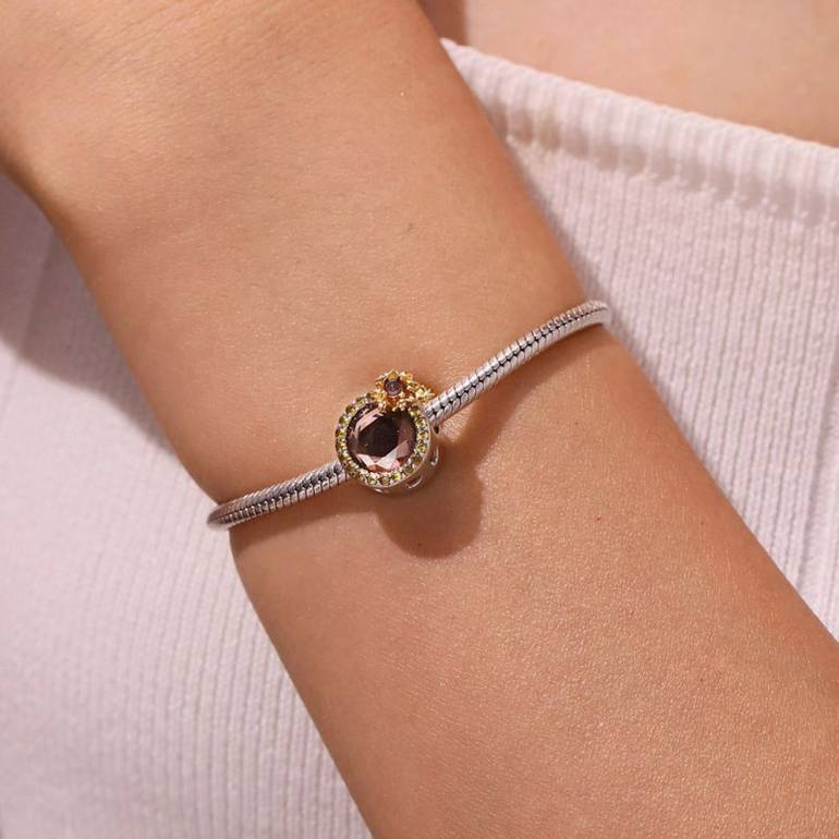 Gnoce Sunflower Round-cut Smoky Zircon Charm