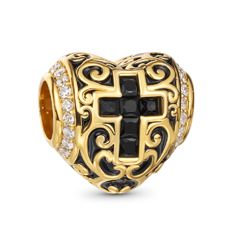 Gnoce Heart-shaped Retro Cross Charm
