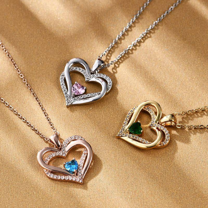 Gnoce Birthstone Heart Necklaces