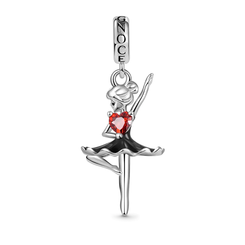 Gnoce Ballerina Embraces Heart Gem Pendant Dangle Charm