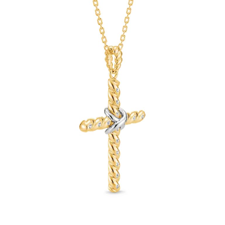 Gnoce Twisted Rope Cross Pendant Necklaces