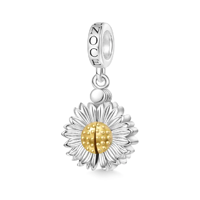 Gnoce Openable Sunflower Engravable Pendant Dangle Charm