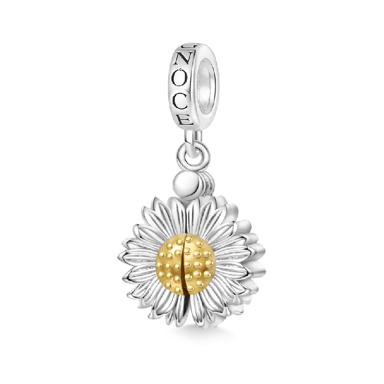 Gnoce Openable Sunflower Engravable Pendant Dangle Charm