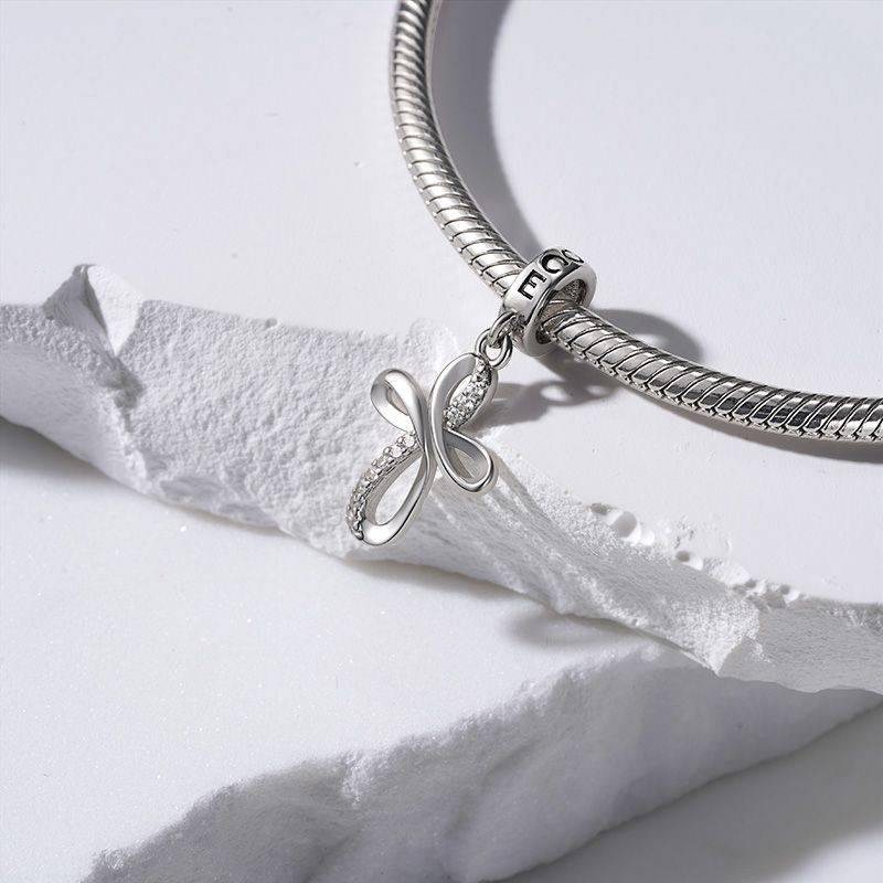 Gnoce Eternal Ribbon Cross Pendant Dangle Charm