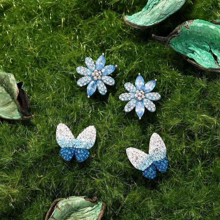 Gnoce Blue Gradient Butterfly Earrings