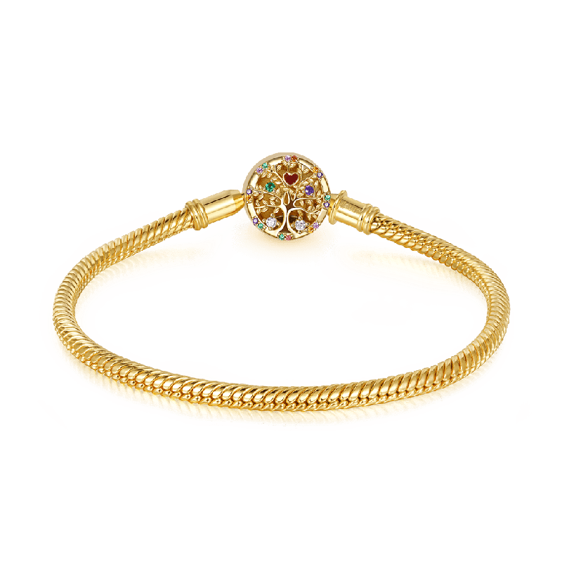 Tree of Life Bracelets Sterling Silver 18K Gold Plated Inlaid with Colorful Stones