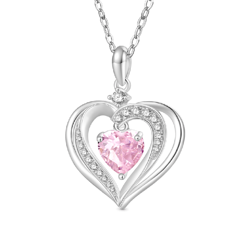 Gnoce Forever Love Heart Birthstone Necklaces