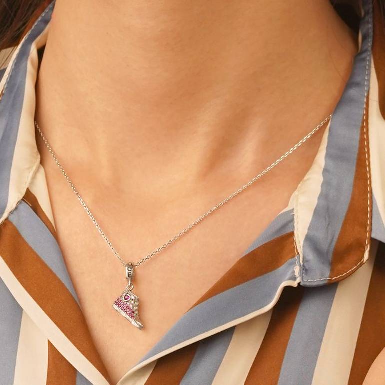 Gnoce Pink Canvas Shoe Pendant Dangle Charm