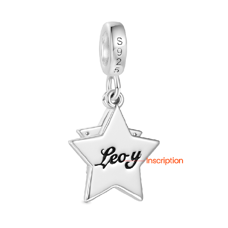 Gnoce Engravable Purple Glitter Star Glow-in-the-Dark Pendant Dangle Charm
