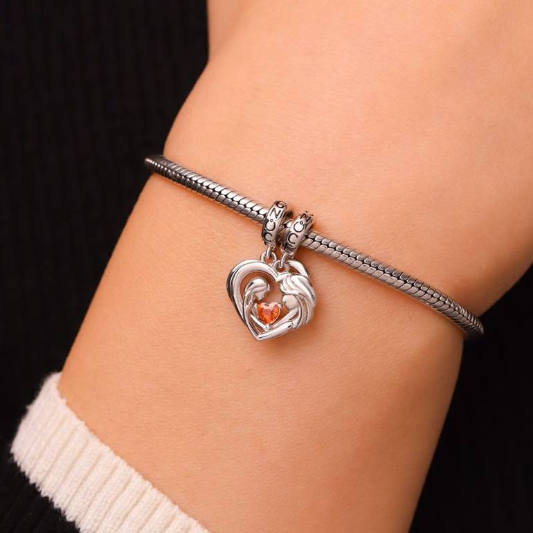 Gnoce Mother's Day Mother Hug Daughter Heart Double Pendant Dangle Charm