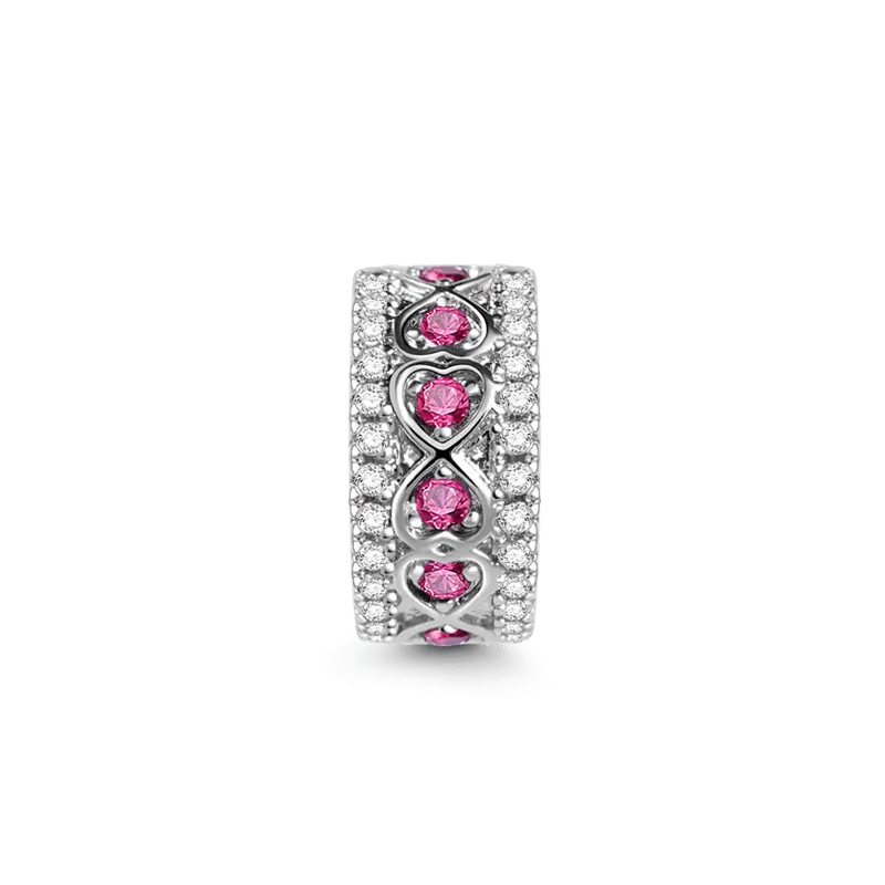 Rose Stone Heart to Heart Stopper for Charm Braceletss Sterling Silver