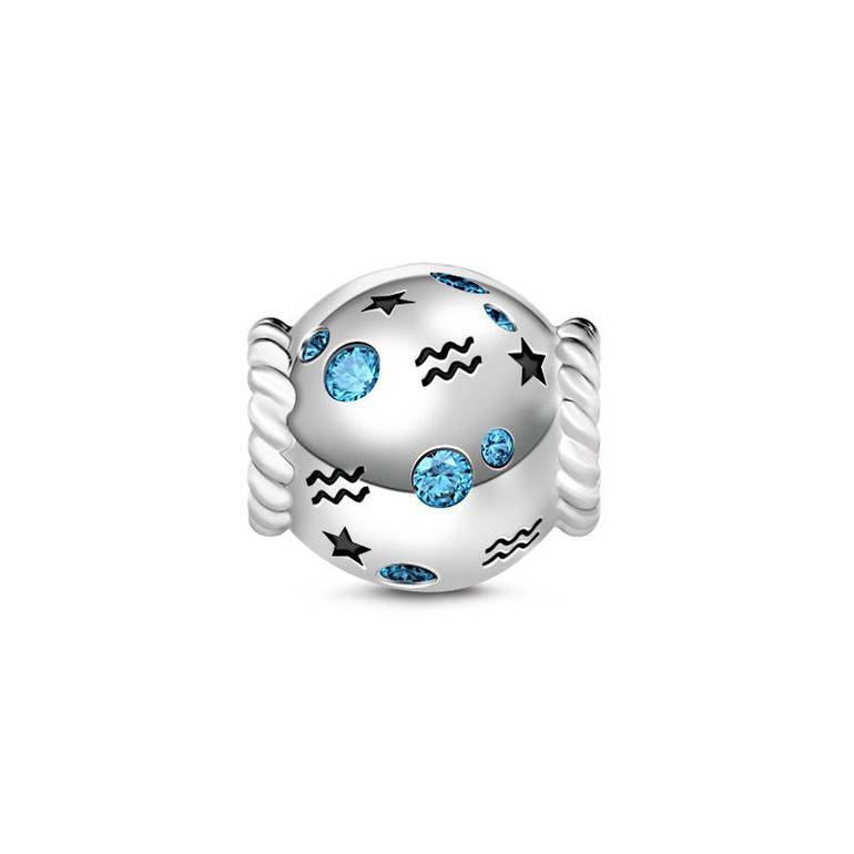 Aquarius Zodiac 925 Sterling Silver Bead Charm