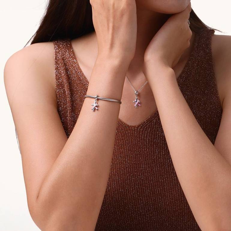 Gnoce Breast Cancer Awareness Pendant Dangle Charm