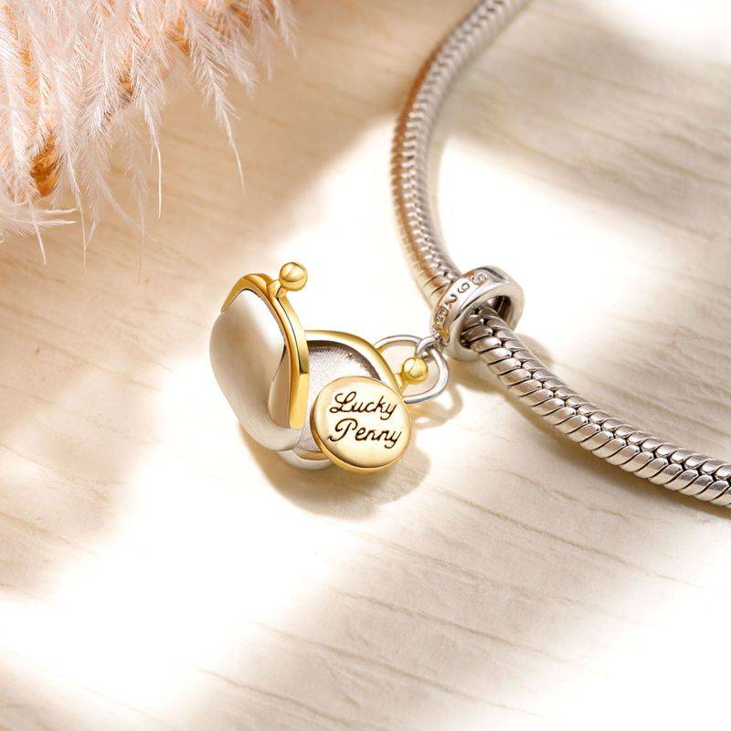 Gnoce Openable Purse & Lucky Penny Pendant Dangle Charm