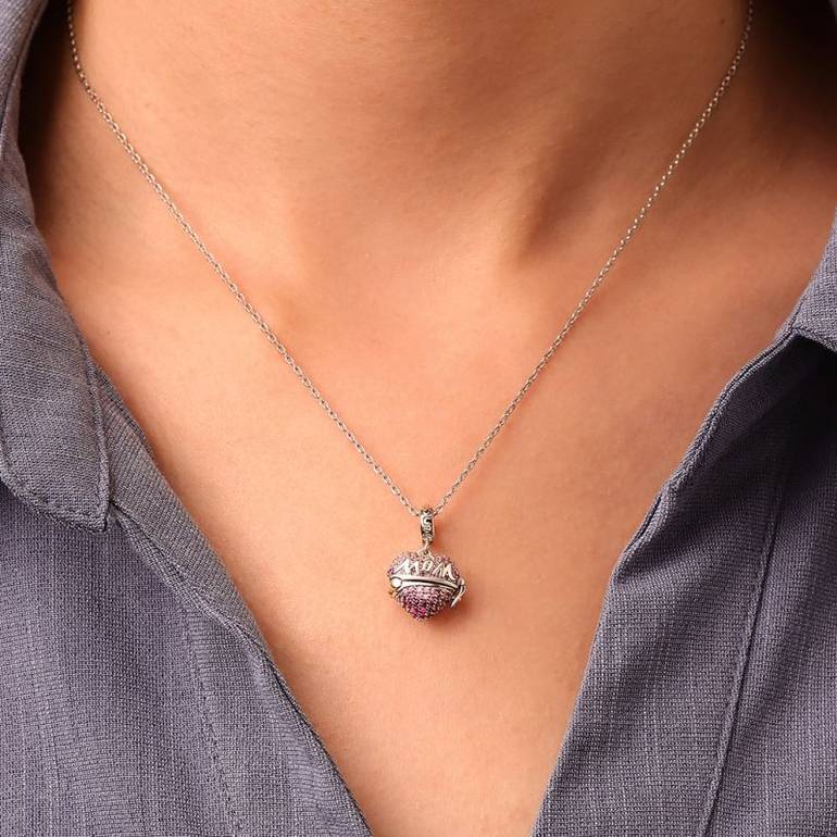 Gnoce Openable 'MOM' Heart Mother's Day Gift Pendant Dangle Charm