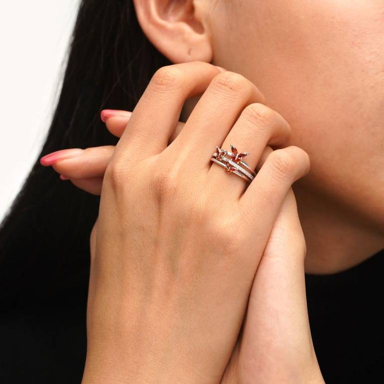 Gnoce Elegant Birthstone Butterfly Open Ring