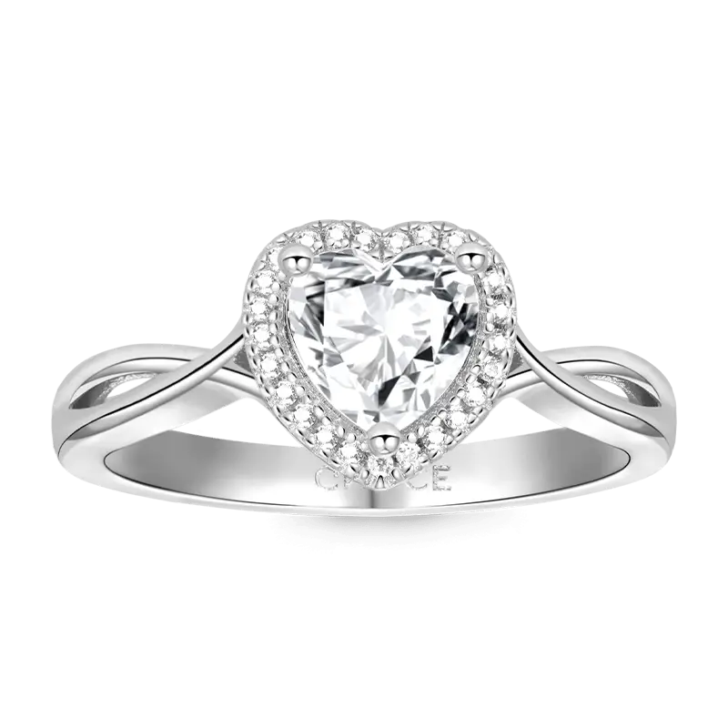 Gnoce Sparkling Twisted Heart Promise Ring